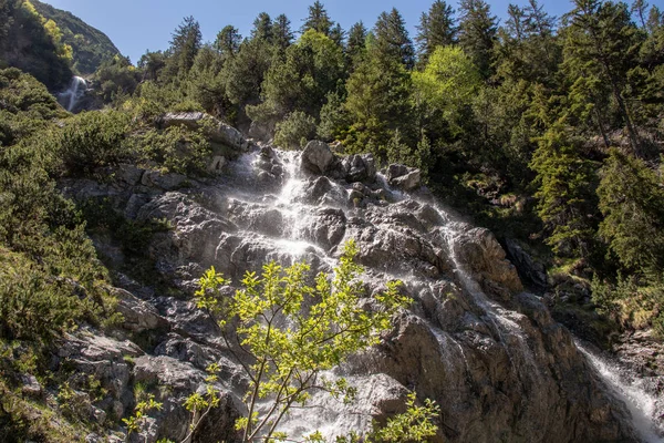 Вид Дикого Водоспаду Снігових Альпах — стокове фото