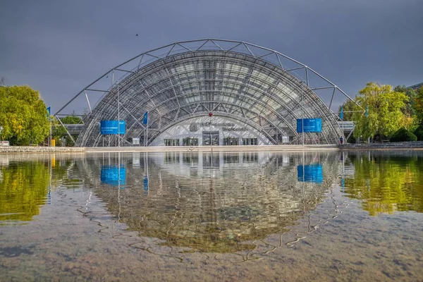 Leipzig Alemanha Agosto 2019 Vista Área Entrada Com Salão Vidro — Fotografia de Stock