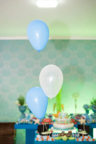 Birthday table decorated sea theme - Ballons