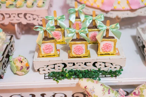 Dolci Decorazioni Tavola Tema Giardino Tema Bambini — Foto Stock