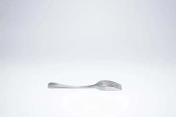 Traditional Metal Fork White Background — Stock Photo, Image
