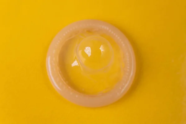 Latex Condom Yellow Background — Stock Photo, Image