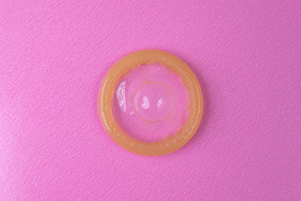 Latex Condom Pink Background — Stock Photo, Image