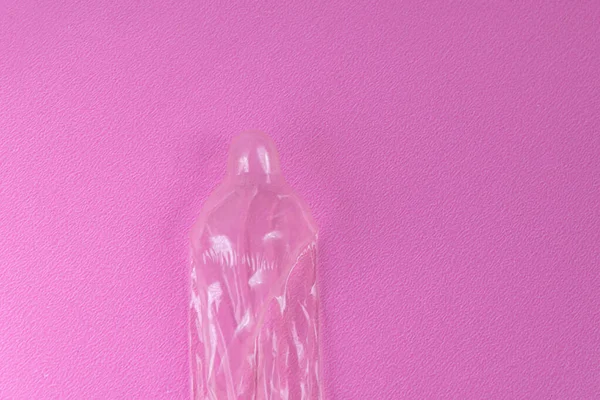 Latex Condom Pink Background — Stock Photo, Image