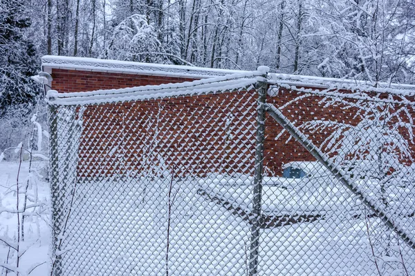Зима Большим Количеством Снега Маленькой Шведской Деревне — стоковое фото