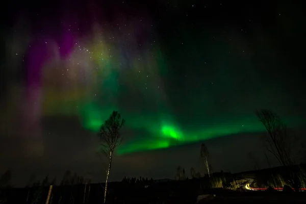 Aurora Borealis Nordlichter Mittelschweden — Stockfoto