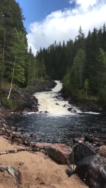 Spectaculaire Waterval Centraal Zweden — Stockvideo