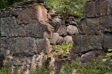 Eski yıkık taş duvar