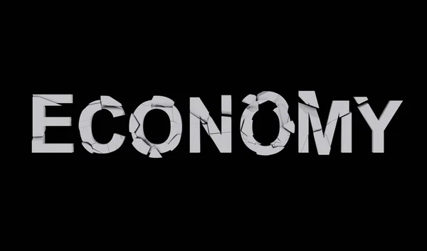 Cracked Letters Isolated Black Broken Economy Concept Destruction Country Economy — Stock Photo, Image