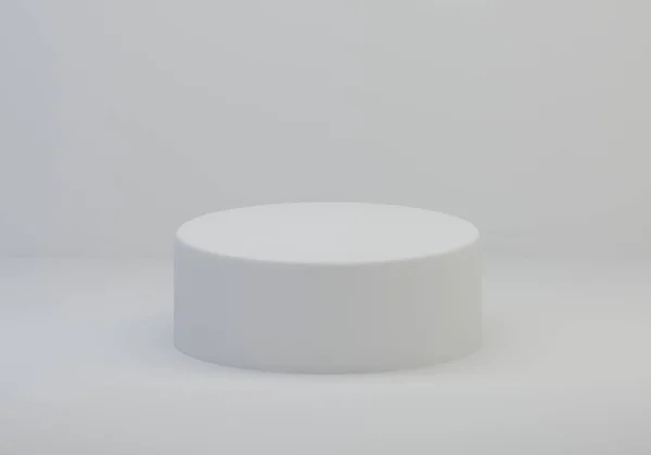 Beyaz standı. Ürün için geometrik şekil podyumu olan soyut beyaz arkaplan. Beyaz duruşu, asgari konsept. 3d hazırlayıcı