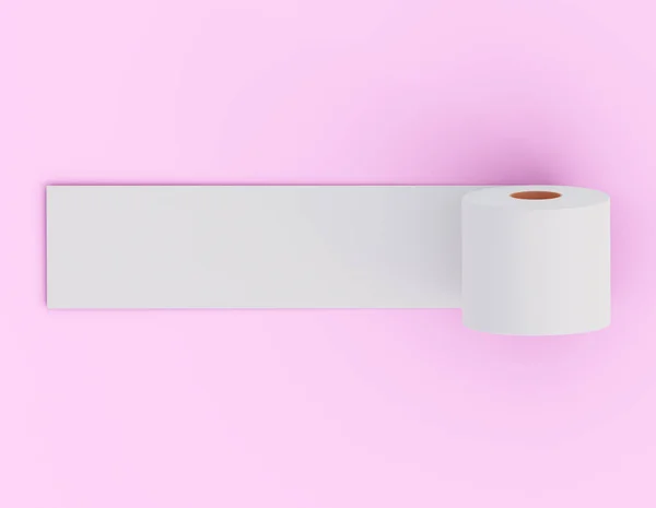 Rouleau Élargi Papier Toilette Sur Fond Rose Endroit Pour Écrire — Photo