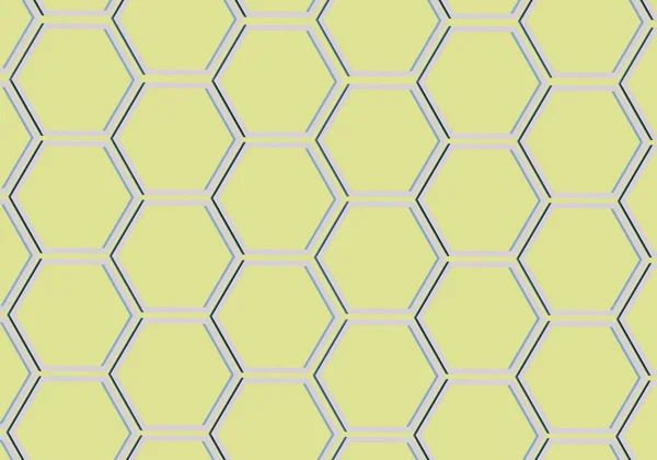 摘要金属六角形蜂窝在黄色上 现代时尚质感 3D说明 — 图库照片