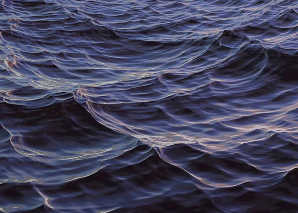 Donker Zeewater Oppervlak Nachtwater Golvende Reflecties Achtergrond Stormachtig Water — Stockfoto
