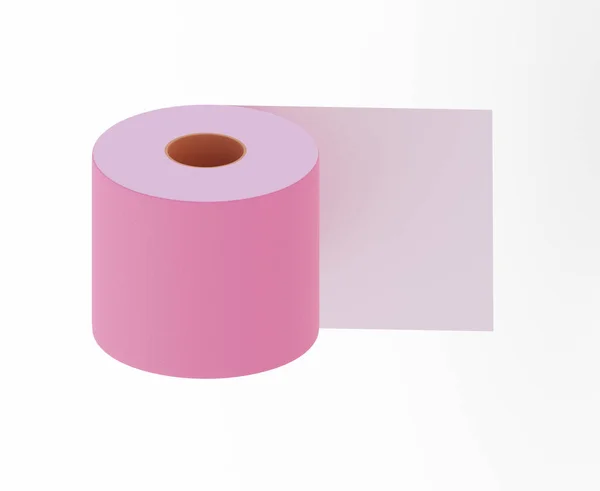 Różowy Papier Toaletowy Zbliżenie Izolowane Białym Ilustracja — Zdjęcie stockowe