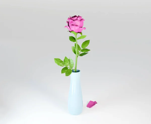 Uma Rosa Num Vaso Ilustração — Fotografia de Stock