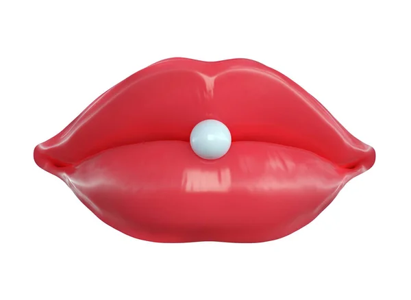 Une Perle Sur Les Lèvres Rouges Piercing Illustration — Photo