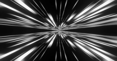 Soyut parlak neon çizgiler ve çizgiler. Siyah-beyaz geçmişe dönük fütüristik arka plan. 3d illüstrasyon