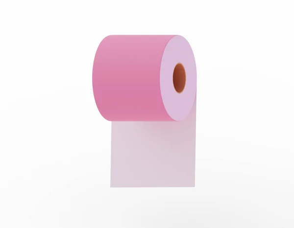 Roll Pink Toilet Paper Hanging Wall Render — Stock Photo, Image