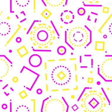 Geometrik şekilleri ve çizgileri olan soyut arkaplan, morumsu sarı renk. Web için asgari pürüzsüz şablon kapağı tasarımı