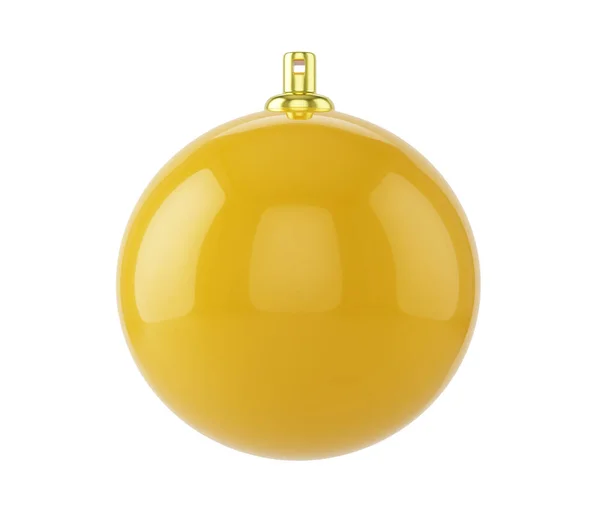 Bola Natal Amarelo Isolado Fundo Branco Ilustração — Fotografia de Stock