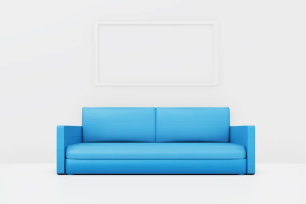 Sala Minimalista Com Sofá Azul Armação Grande Ilustração — Fotografia de Stock