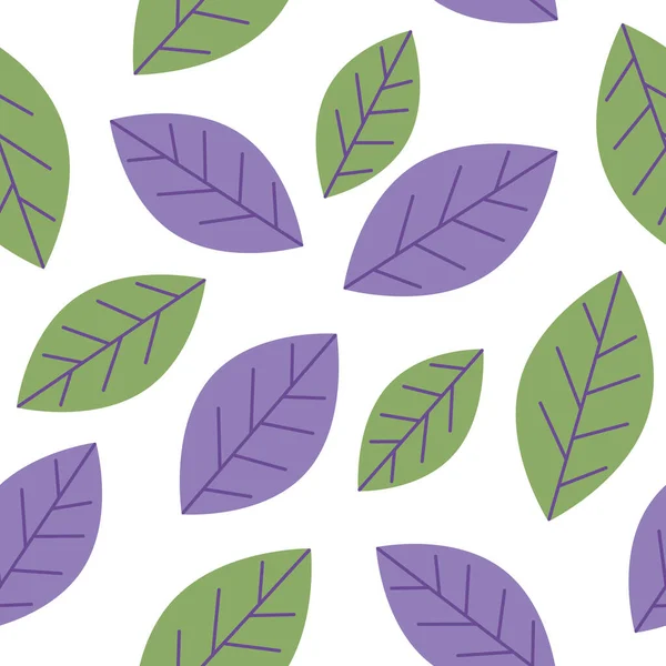 Verde Violeta Deixa Padrão Sem Costura Padrão Floral Repetativo — Vetor de Stock