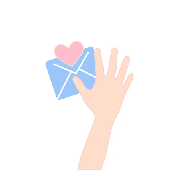 Amplop Tangan Dengan Hati Valentine Mengirim Pesan Cinta Vektor - Stok Vektor