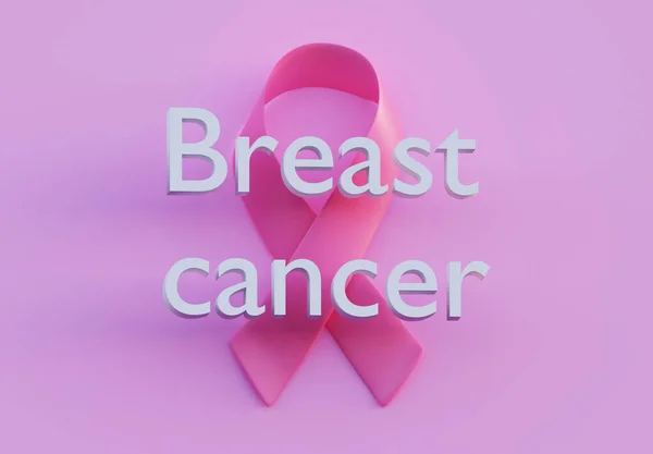 Breast Cancer Awareness Pink Ribbon Symbol Pink Background Render — Stock Photo, Image