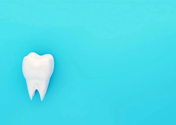 One Molar Tooth Blue Backdrop Copy Space Render — Stock Photo, Image