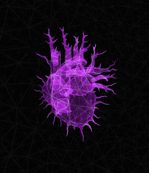 Στυλιζαρισμένη Ασυνήθιστη Λαμπερή Καρδιά Μαύρο Φόντο Εικονογράφηση — Φωτογραφία Αρχείου