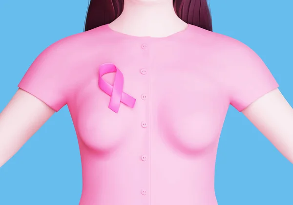 Rosa Band Symbol Shirt Bröstcancer Medvetenhet Koncept Render — Stockfoto