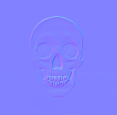 İnsan anatomik kafatasının normal haritası. Bilgisayar tarafından oluşturulan resim