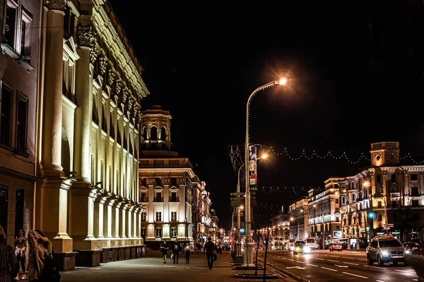 Minsk Belarus April 2017 Prospekt Nezavisimosti Independence Avenue Minsk City — Stock Photo, Image