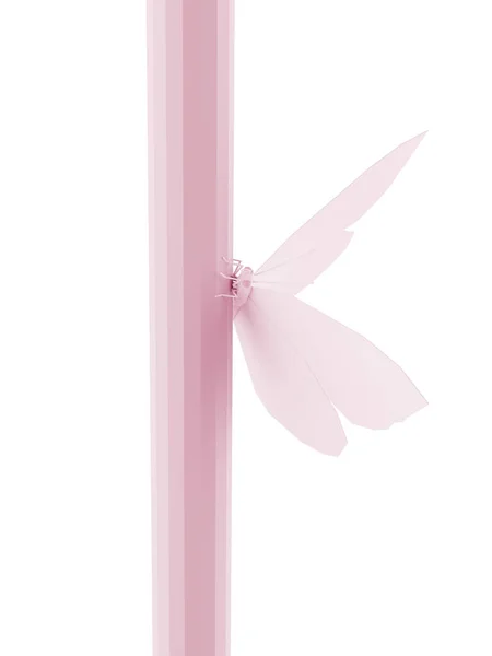Світло Рожевий Метелик Сидить Стеблі Орігамі Метелик Ілюстрація — стокове фото