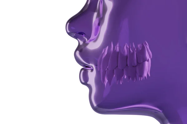 Tête Humaine Transparente Violette Avec Une Dent Vue Latérale Concept — Photo