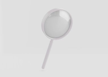Beyaz arkaplandaki yakınlaştırıcı mercek büyüteci. Büyüteç aleti, büyüteç loupe. 3d hazırlayıcı