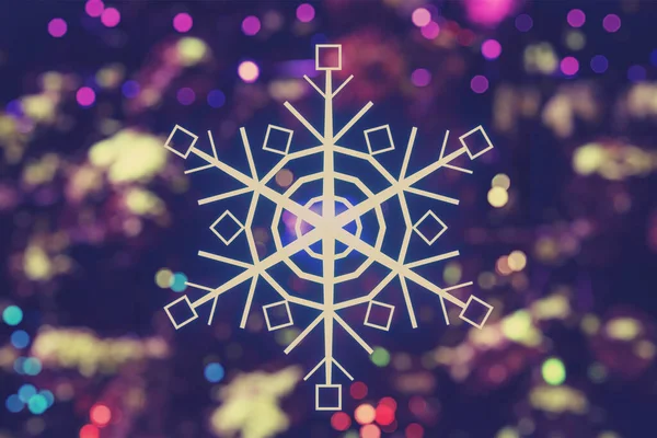 Світла Сніжинка Красиві Різдвяні Вогні Тлі Темряви Дизайн Вашого Оголошення — стокове фото