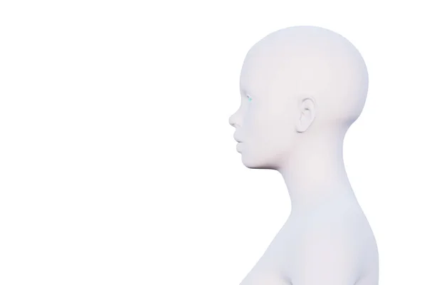 Minimaler Weiblicher Kopf Profil Isoliert Auf Weiß Render — Stockfoto