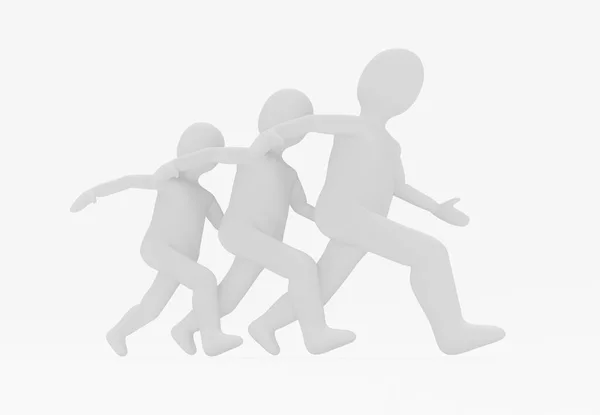 Απεικόνιση Των Λευκών Ανδρών Τρέχει Τρεις Άνδρες Μια Βιασύνη Λευκό — Φωτογραφία Αρχείου