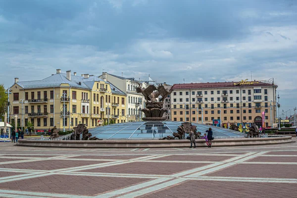 Minsk Bielorrusia Abril 2017 Plaza Independencia Avenida Independencia Minsk Vista — Foto de Stock