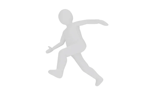 Illustration White Man Running Man Hurry White Background — Stock Photo, Image