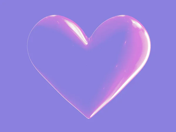 Una Forma Corazón Transparente Con Reflejos Sobre Fondo Violeta — Foto de Stock