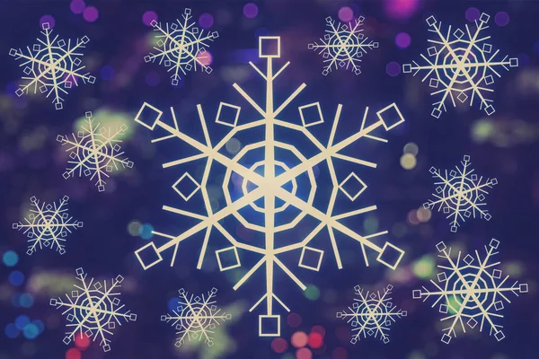Όμορφη Χριστούγεννα Λαμπερό Νιφάδες Χιονιού Θολή Φώτα Φόντο Καθιστούν Σχεδιασμός — Φωτογραφία Αρχείου