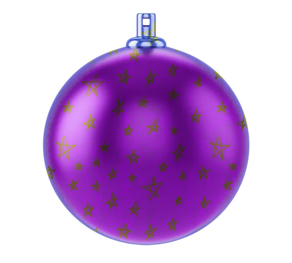 Boule Noël Violette Avec Étoiles Doodle Isolées Sur Fond Blanc — Photo