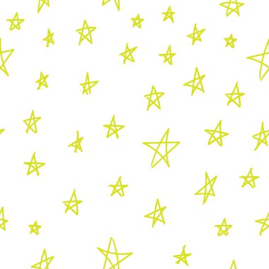 Beyaz arkaplan vektörü üzerinde sarı karalama yıldızları