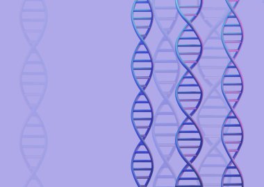 Işık arkaplanındaki DNA molekülleri yapısı. Bilim ve Teknoloji konsepti, 3D görüntüleme
