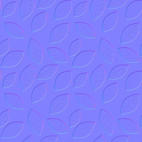 Yaprakların normal haritası, tekrarlayan bitki deseni, pürüzsüz desen 3 boyutlu programlarda kullanmak için normal doku, 3 boyutlu görüntüleme