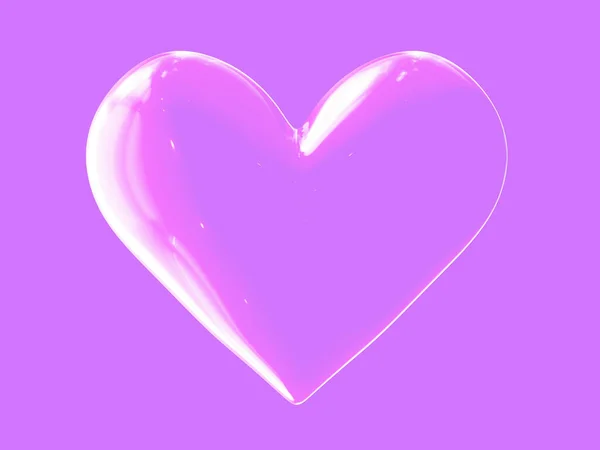 Прозрачная Форма Сердца Бликами Розовом Фоне Рендеринг — стоковое фото