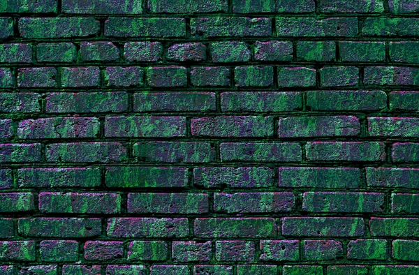 Verde-viola dipinto grunge mattone parete texture sfondo, spruzzi e macchie di vernice — Foto Stock