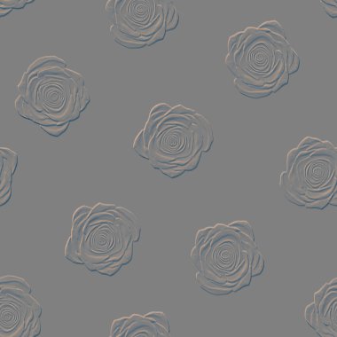 Gri arkaplanda pürüzsüz bir gül deseni